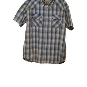 U.S. Expedition Mens XL, Blue Plaid 100% Cotton Western Snap Front Shirt